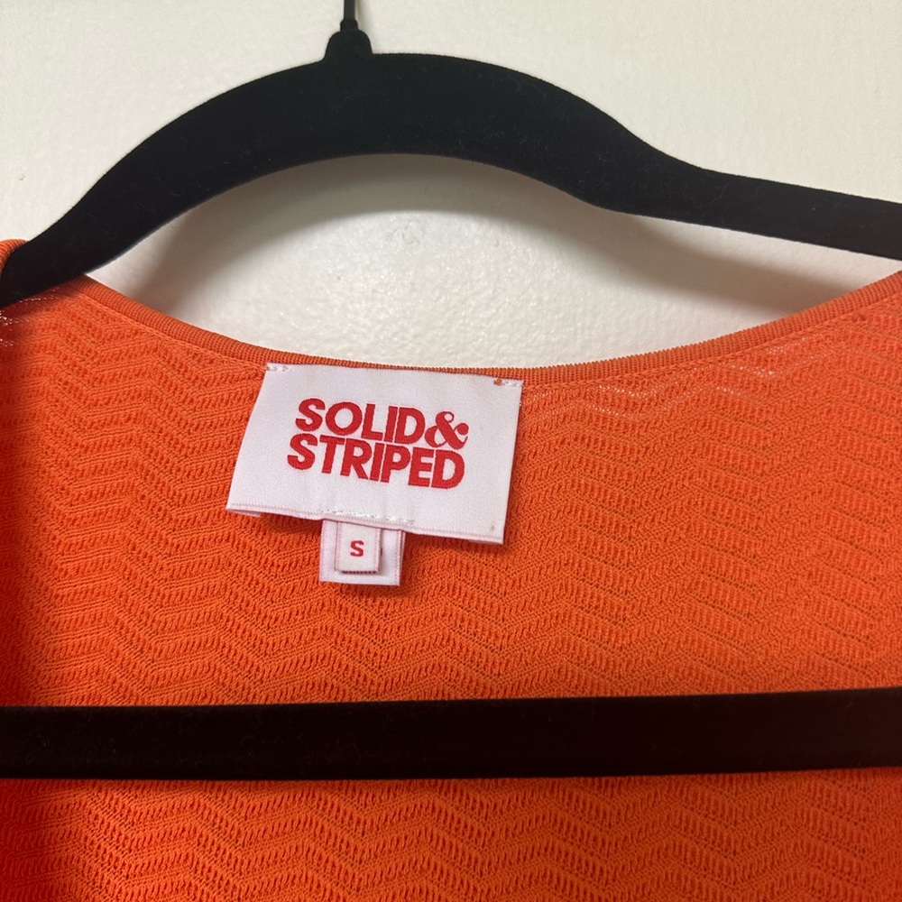 Revolve Solid & Striped Orange Flutter Sleeve Aub… - image 7